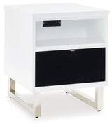 Gardoni White and Black Chairside End Table side view