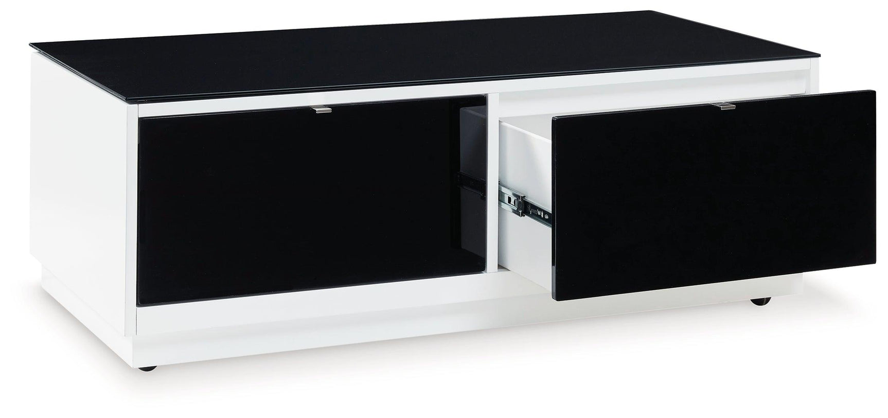 Gardoni coffee table drawers open showing storage