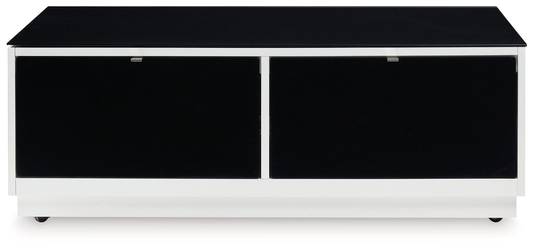 Side view of Gardoni coffee table showing casters