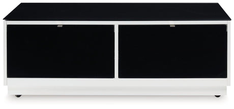 Side view of Gardoni coffee table showing casters