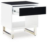 Gardoni End Table with drawer open showing storage space
