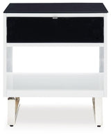 Close-up of black glass tabletop on Gardoni End Table