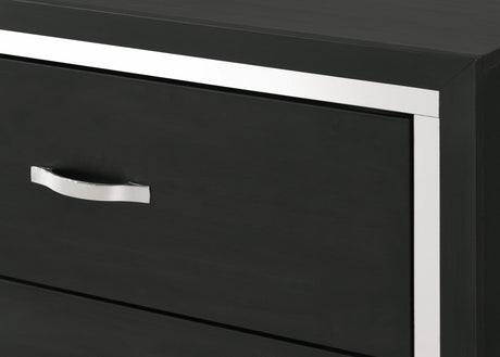 Gennro Black Modern Contemporary Solid Wood 5-Drawers Chest - overall design angle
