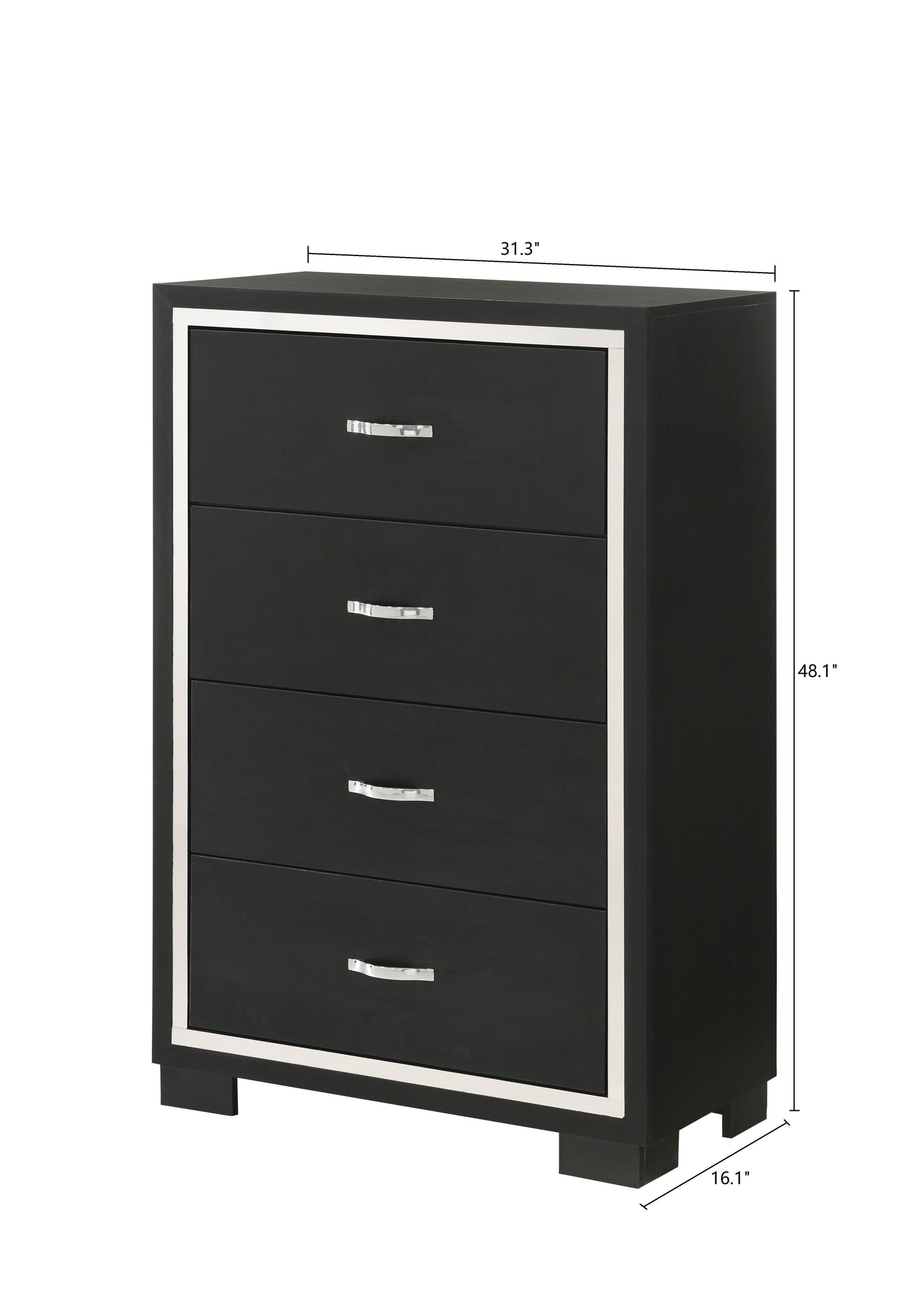 bedroom view of Gennro Black Velvet Upholstered Panel Bedroom Set bed