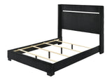 bedroom view of Gennro Black Velvet Upholstered Panel Bedroom Set bed