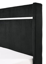 bedroom view of Gennro Black Velvet Upholstered Panel Bedroom Set bed