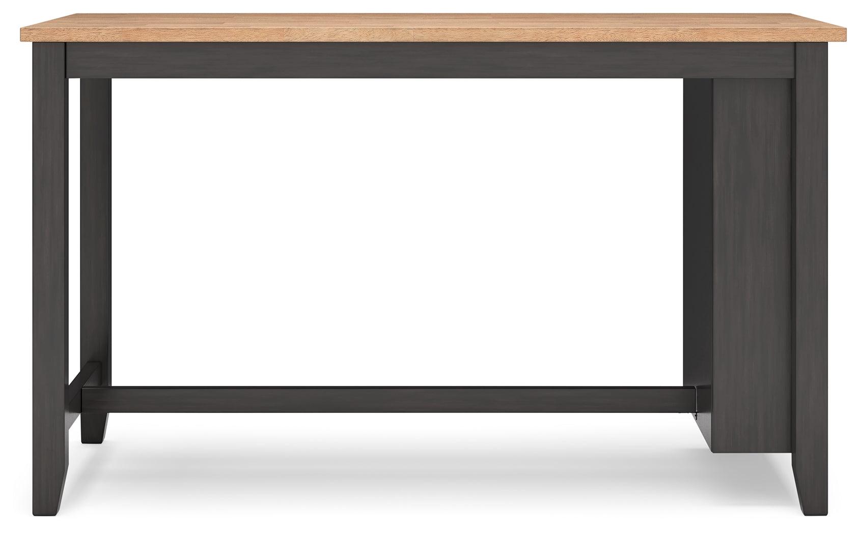 Side view showing 3 storage shelves on Gesthaven Table