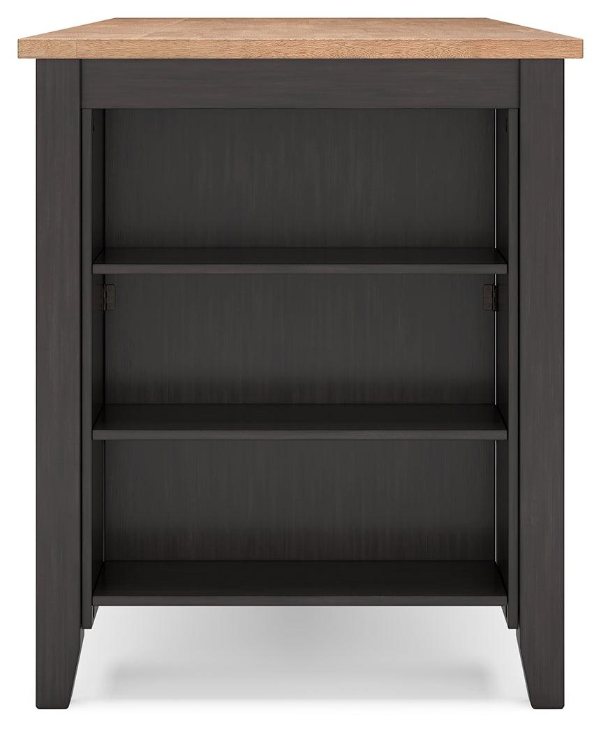 Storage shelves detail on Gesthaven Counter Height Table
