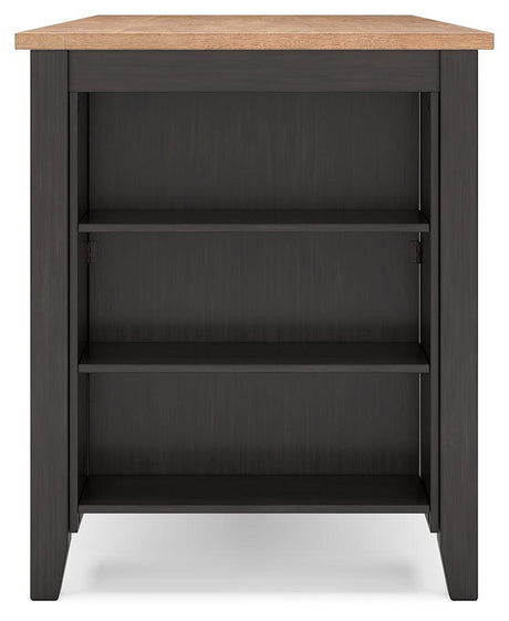 Storage shelves detail on Gesthaven Counter Height Table