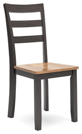 Gesthaven natural brown wood dining chair showing adjustable levelers