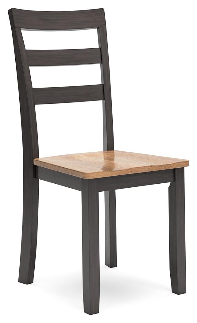 Gesthaven natural brown wood dining chair showing adjustable levelers