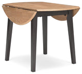 Gesthaven dining table with natural and dark brown finish