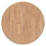 Close-up of butcher block veneer tabletop