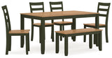 Gesthaven dining set showing table and chair side angle