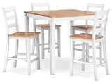 Four Gesthaven natural wood and white barstools with contoured seats