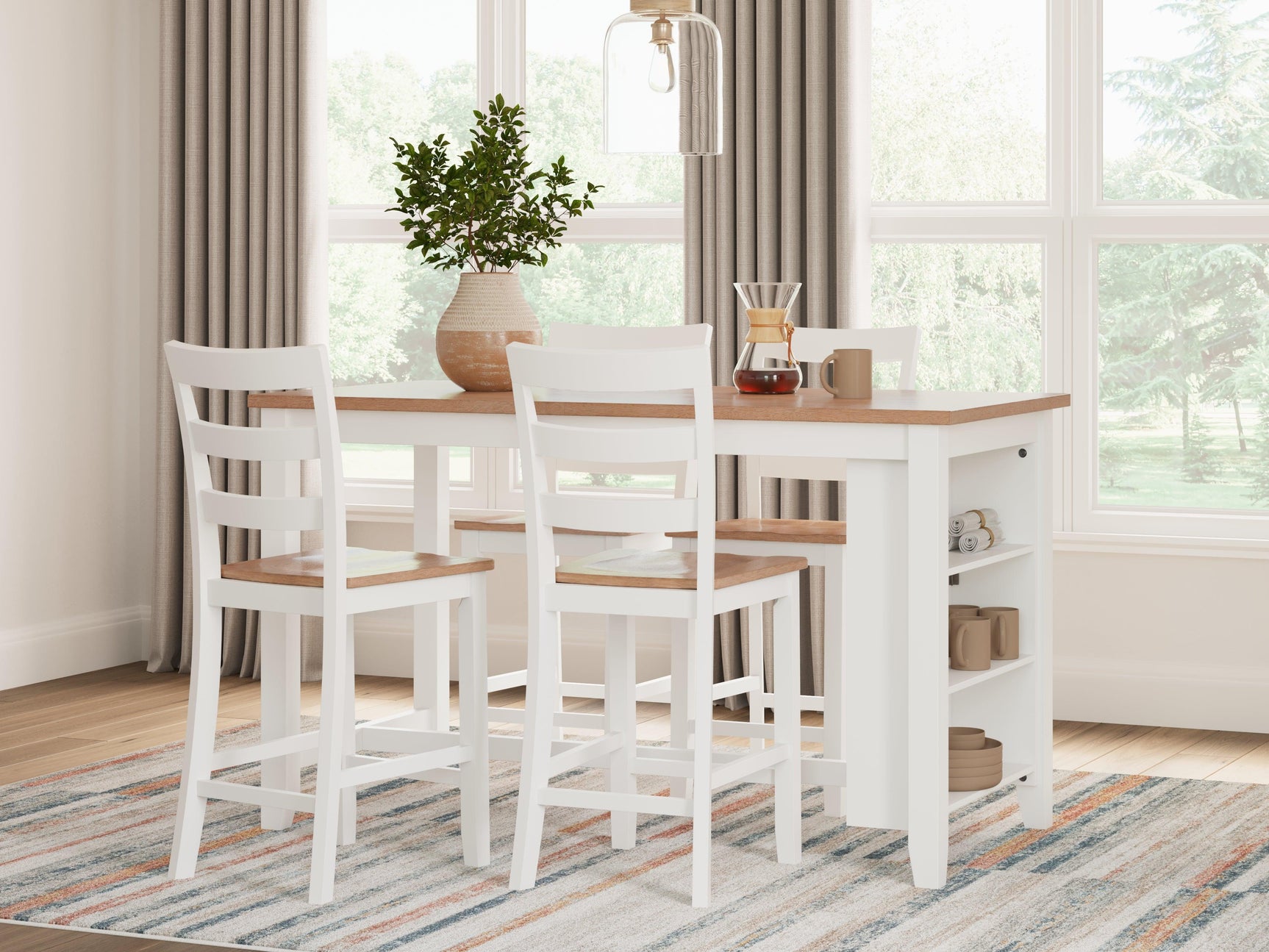 Full length view of Gesthaven counter height dining table in room setting