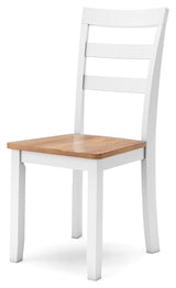 Chair with natural and white finish detail