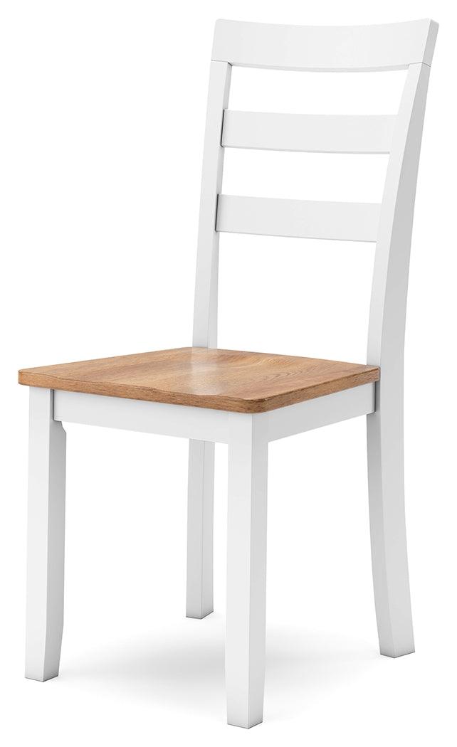 Chair with natural and white finish detail
