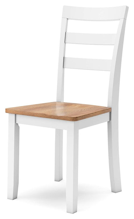 Chair with natural and white finish detail