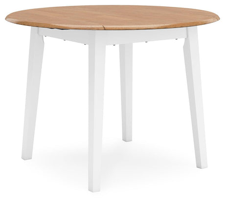 Gesthaven drop leaf dining table side view with leaves extended