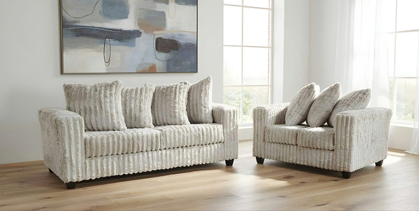 Gia Silver Stripe Fabric Sofa and Loveseat 2-Piece Set from Decor Furniture