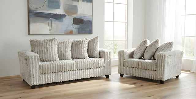 Gia Silver Stripe Fabric Sofa and Loveseat 2-Piece Set from Decor Furniture