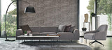 Giorno Blue Swivel Armchair angled in room setting