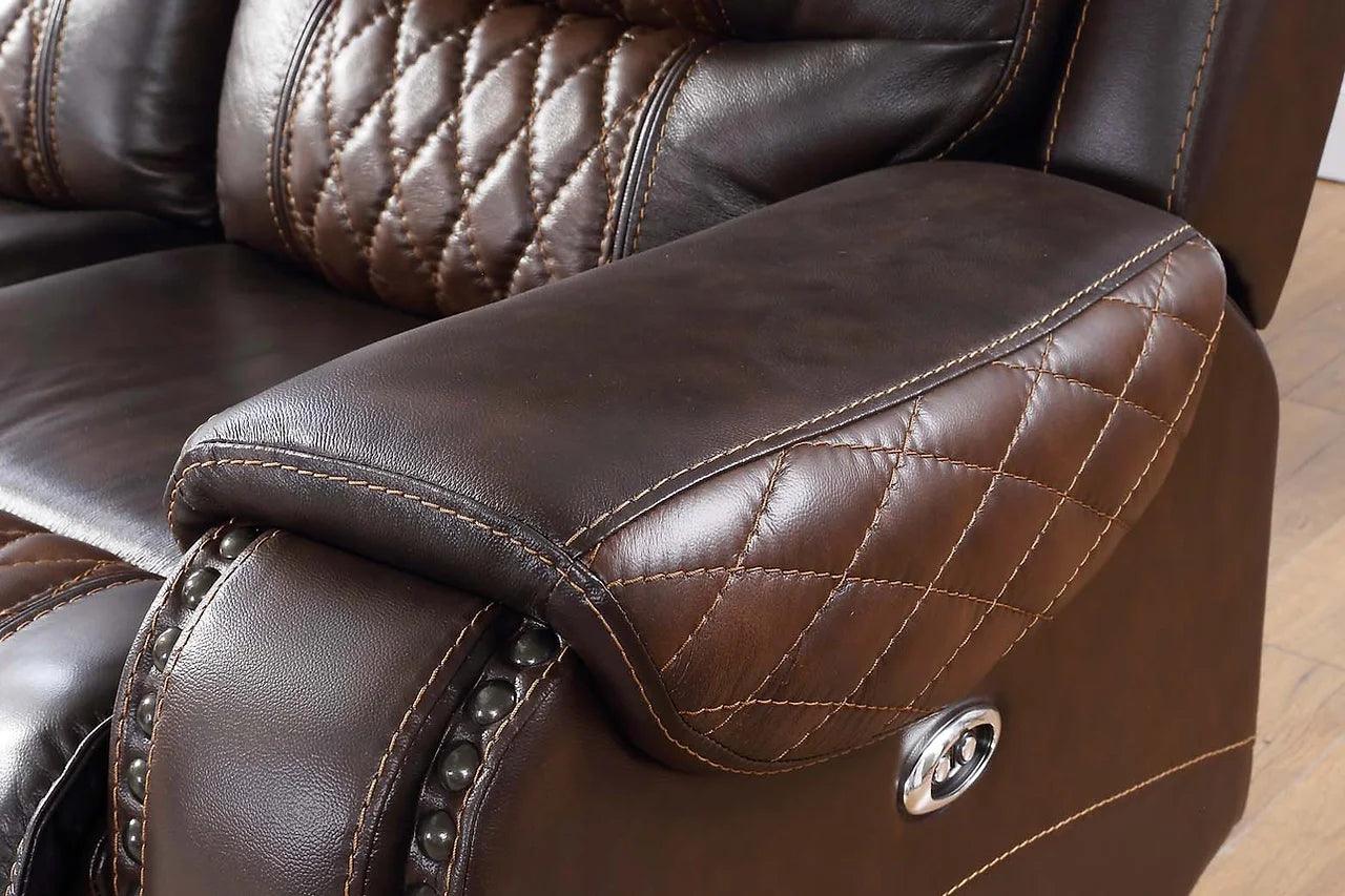 Glendale power rocker recliner side view in dark brown