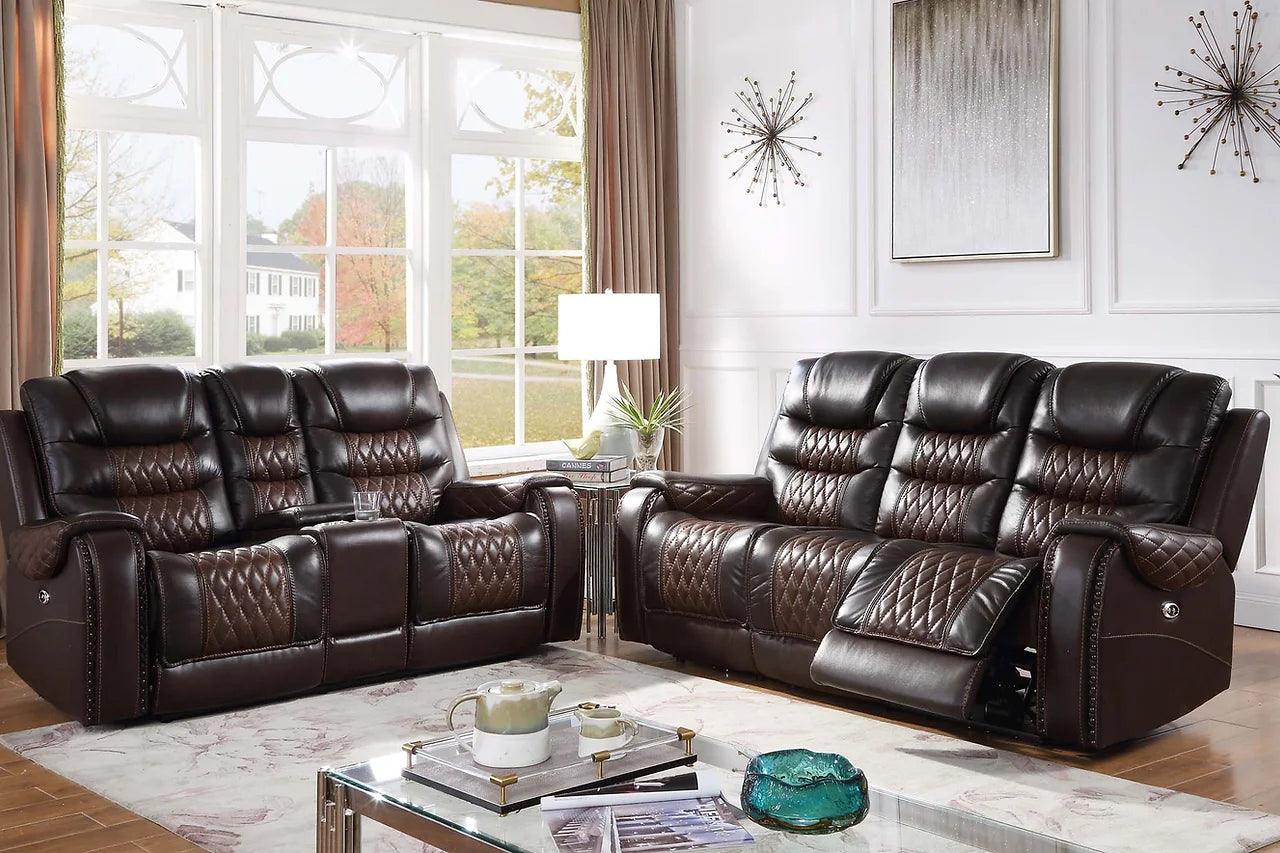Glendale three-piece reclining set showing sofa, loveseat, and recliner