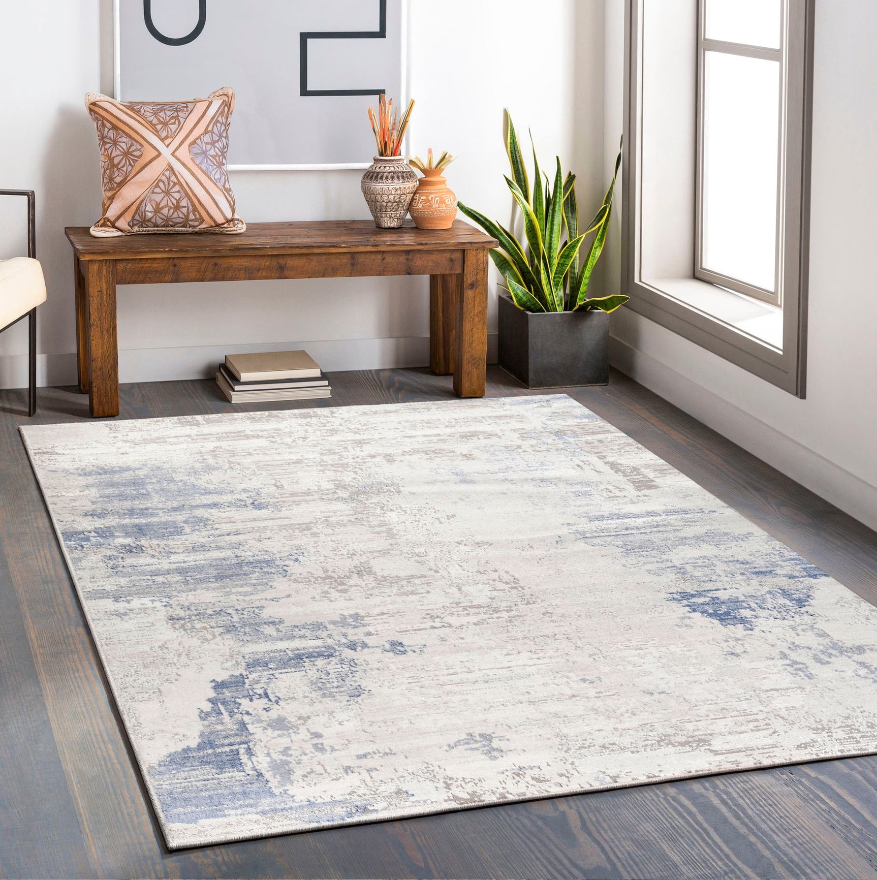 Glitz 715 Steel area rug 5x7 top view