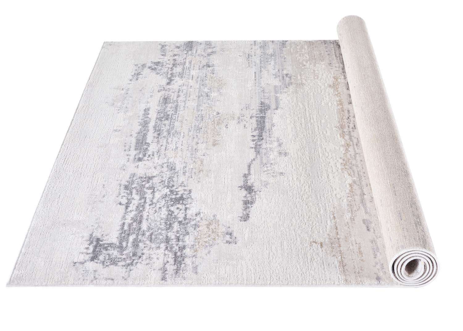 Side angle of Glitz 717 Carbon 5x7 area rug
