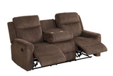 Grace Brown Corduroy Reclining Sofa with Drop-Down Table, Loveseat, and Glider Recliner Set view 3