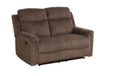 Grace Brown Corduroy Reclining Sofa with Drop-Down Table, Loveseat, and Glider Recliner Set view 4