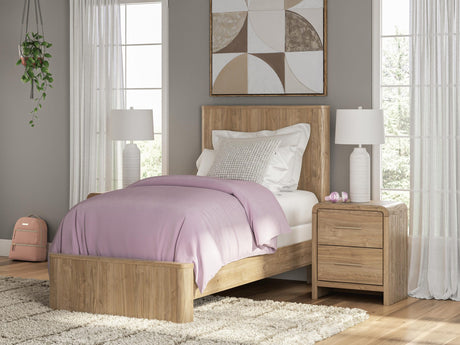 Gramburg Warm Natural Brown Twin Panel Bed from Decor Furniture