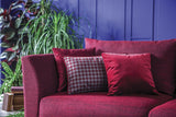 Wide angle front view of Gravity Exen Burgundy 3-Seater Sofa