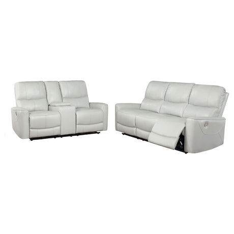 Greenfield ivory power reclining sofa side view