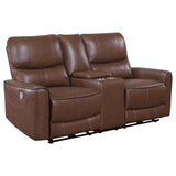 Greenfield sectional seating with saddle brown upholstery