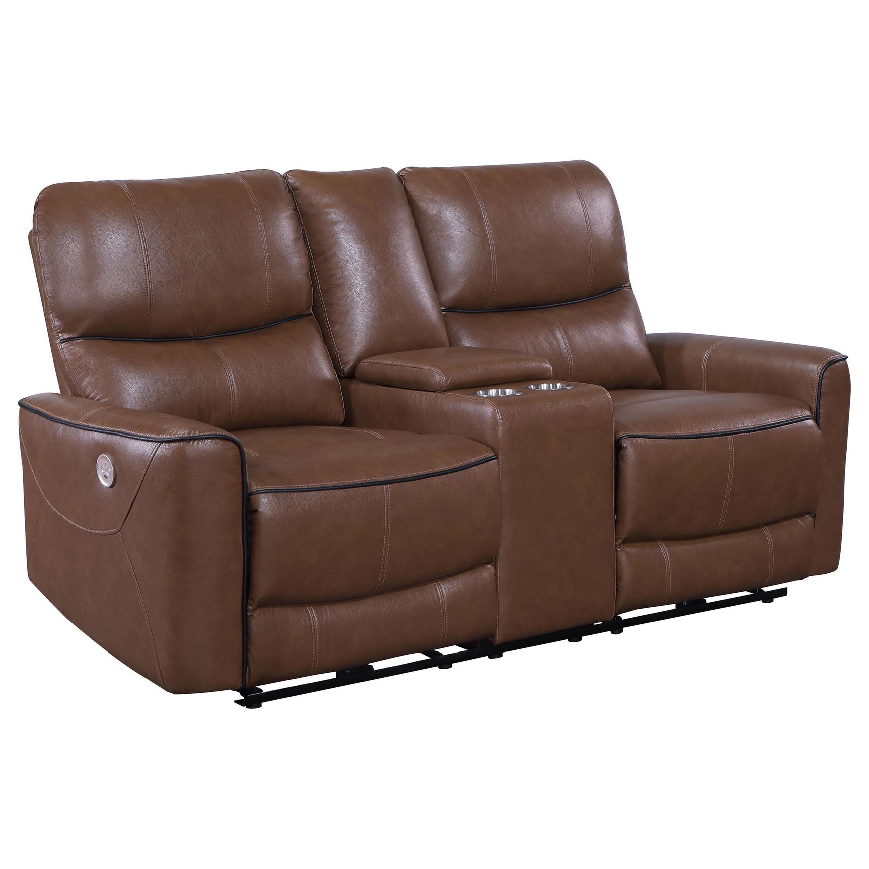 Greenfield sectional seating with saddle brown upholstery
