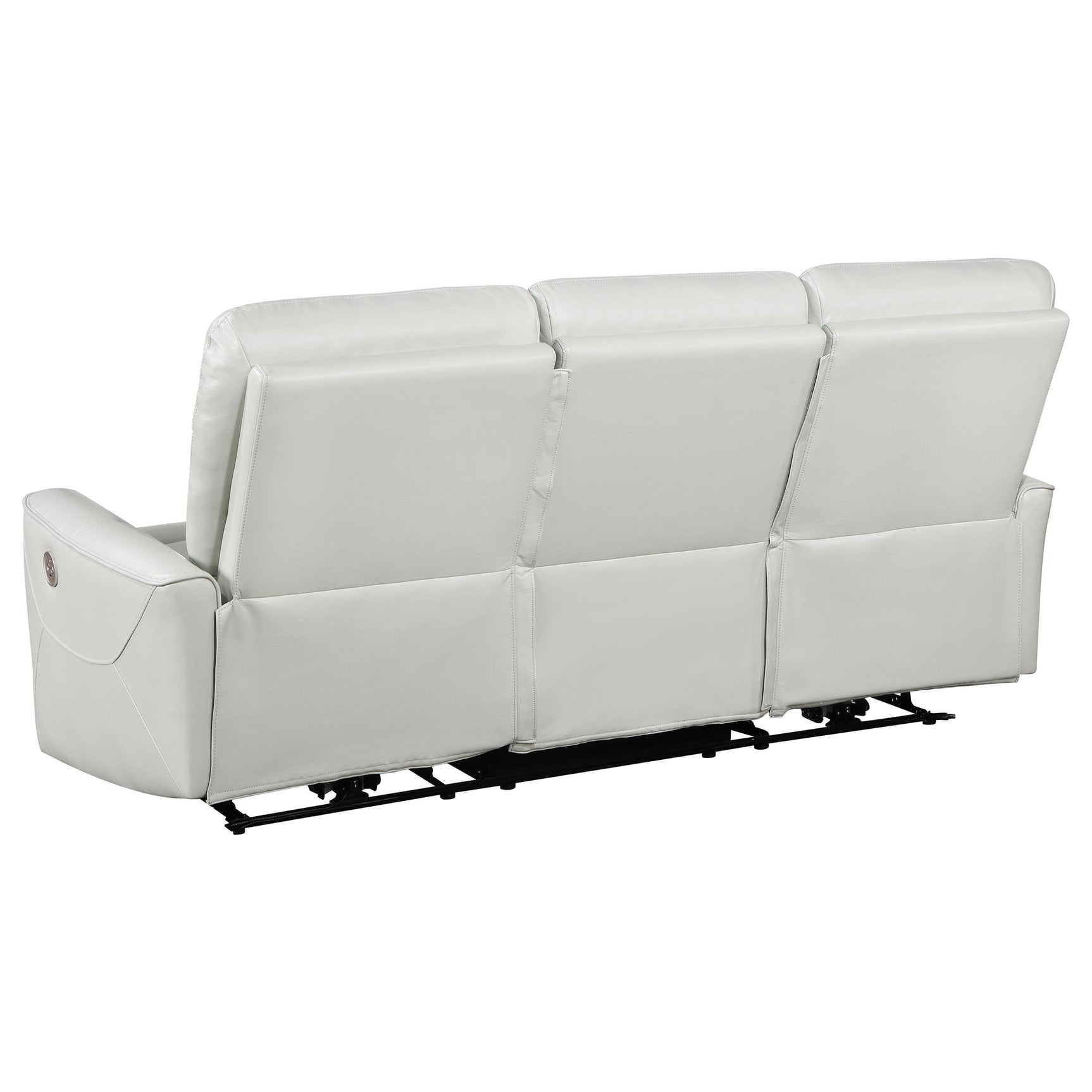 Close-up of Greenfield loveseat flip-top console storage
