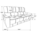 Greenfield 3-piece saddle brown upholstered power reclining sofa set front view
