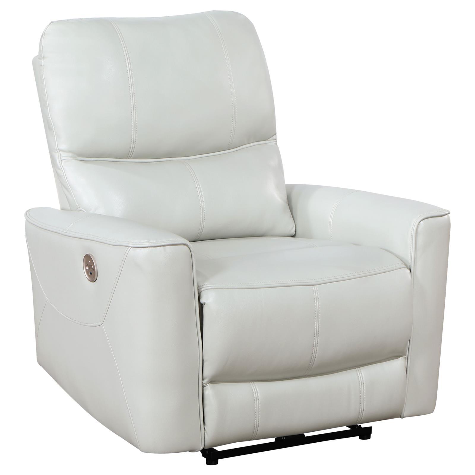 Greenfield Upholstered Power Recliner Chair Ivory 610263P - Ella Furniture