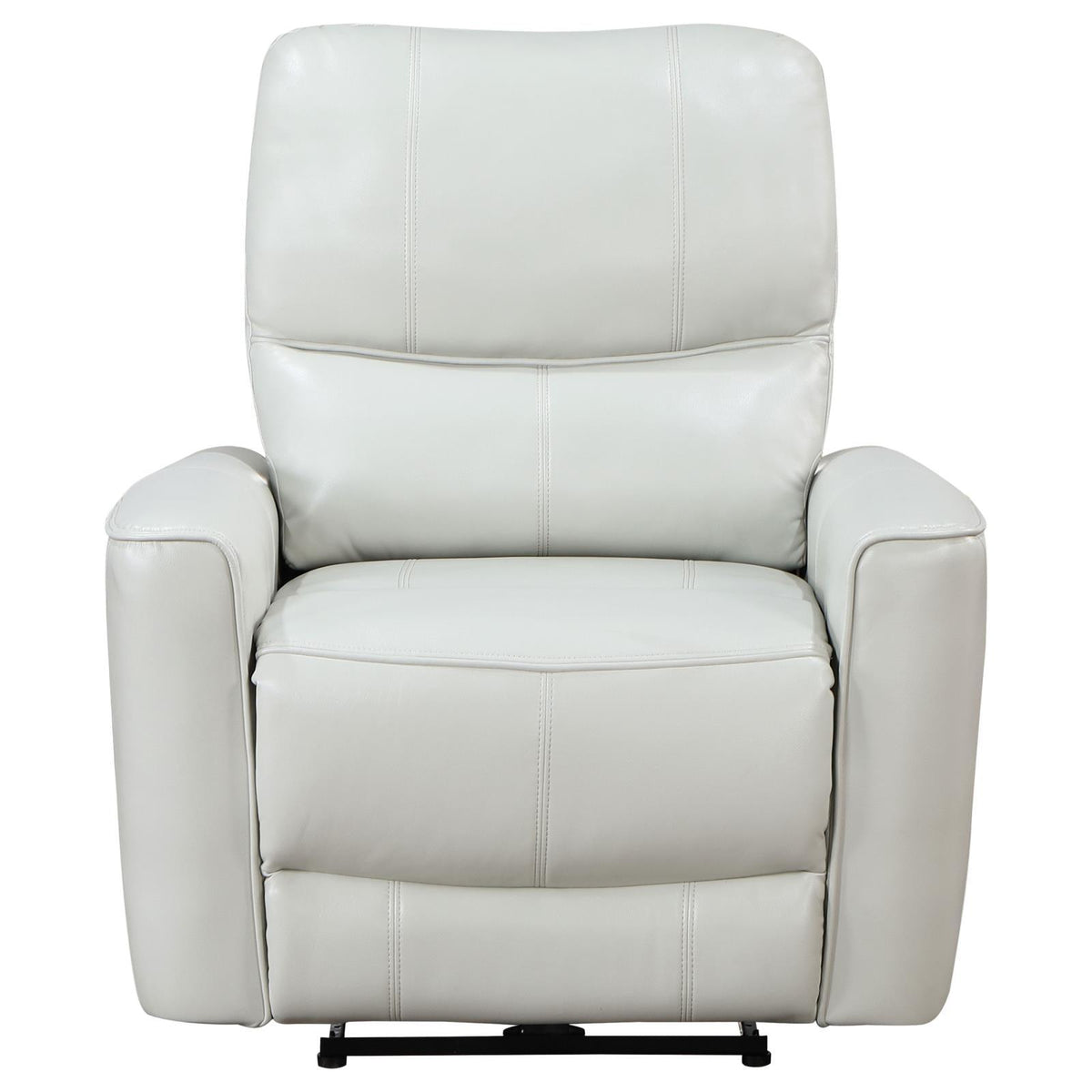 Ivory leatherette upholstery detail on Greenfield recliner
