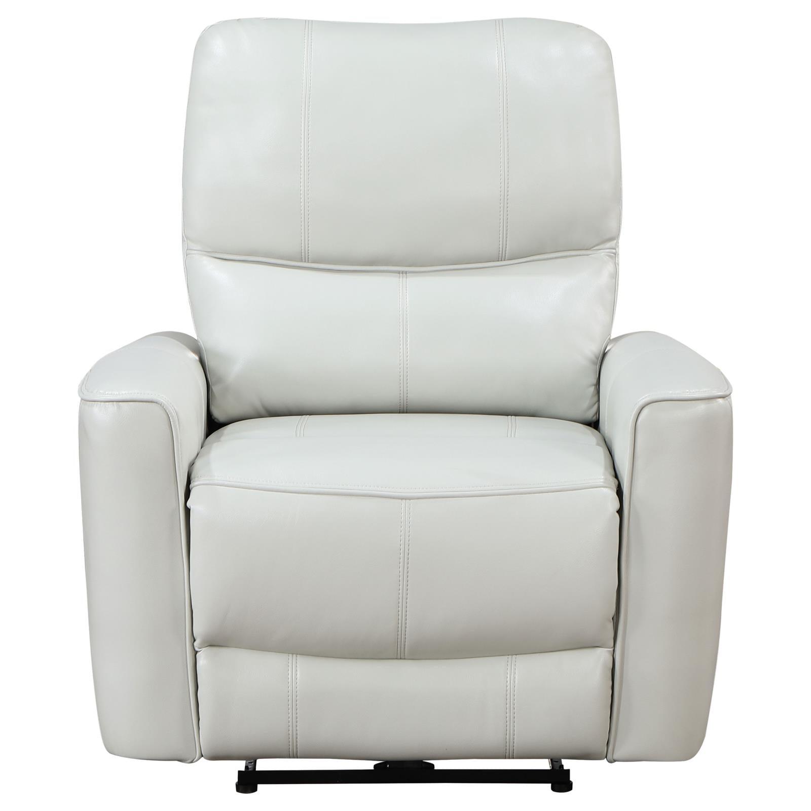 Ivory leatherette upholstery detail on Greenfield recliner