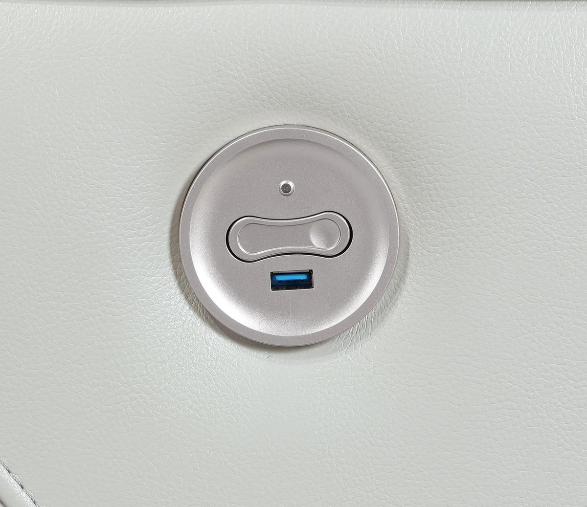 Greenfield Ivory loveseat armrest and cup holder detail