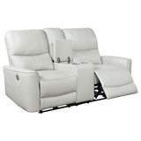 Power recline control panel with USB port on Greenfield loveseat
