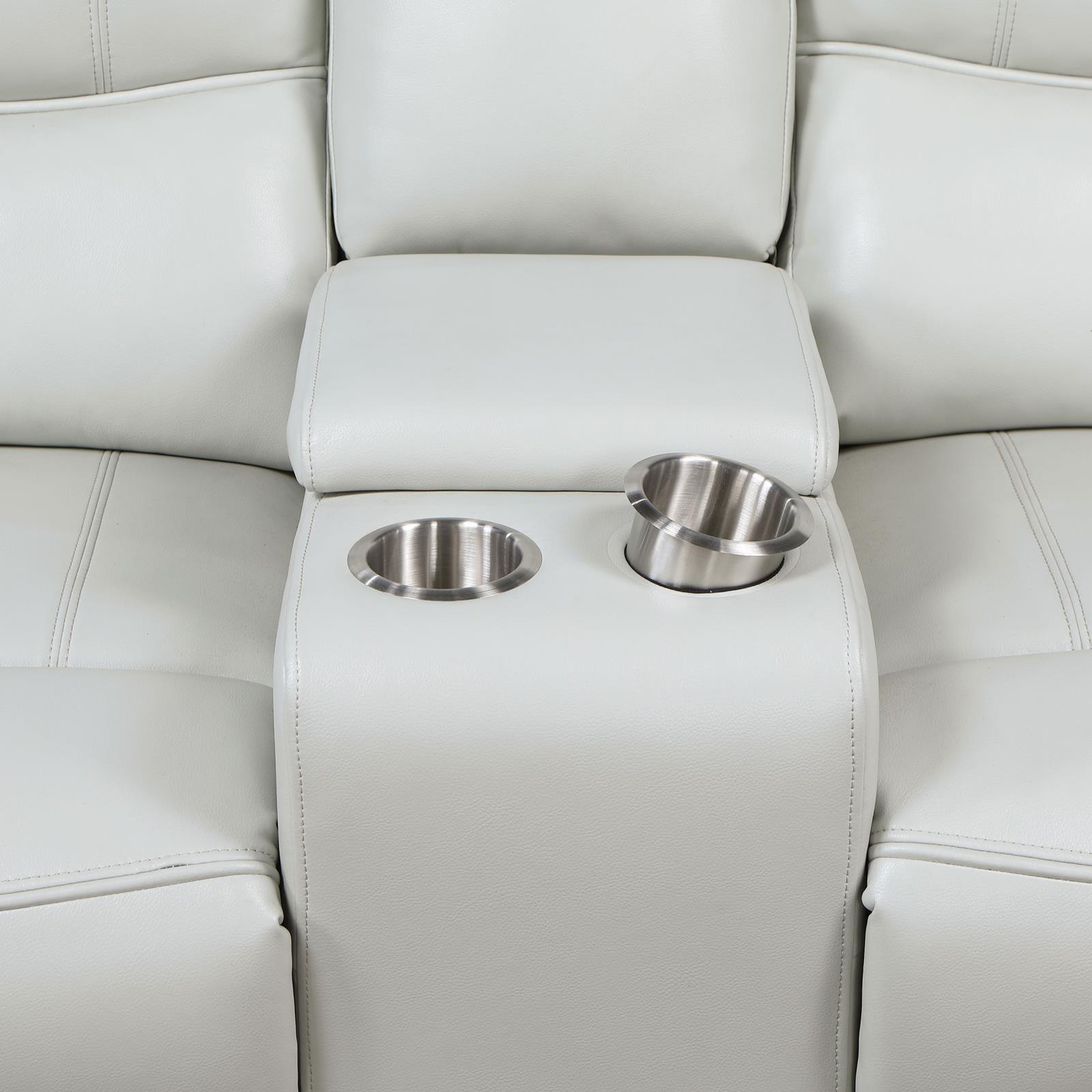 Greenfield Ivory Loveseat in modern living room setting