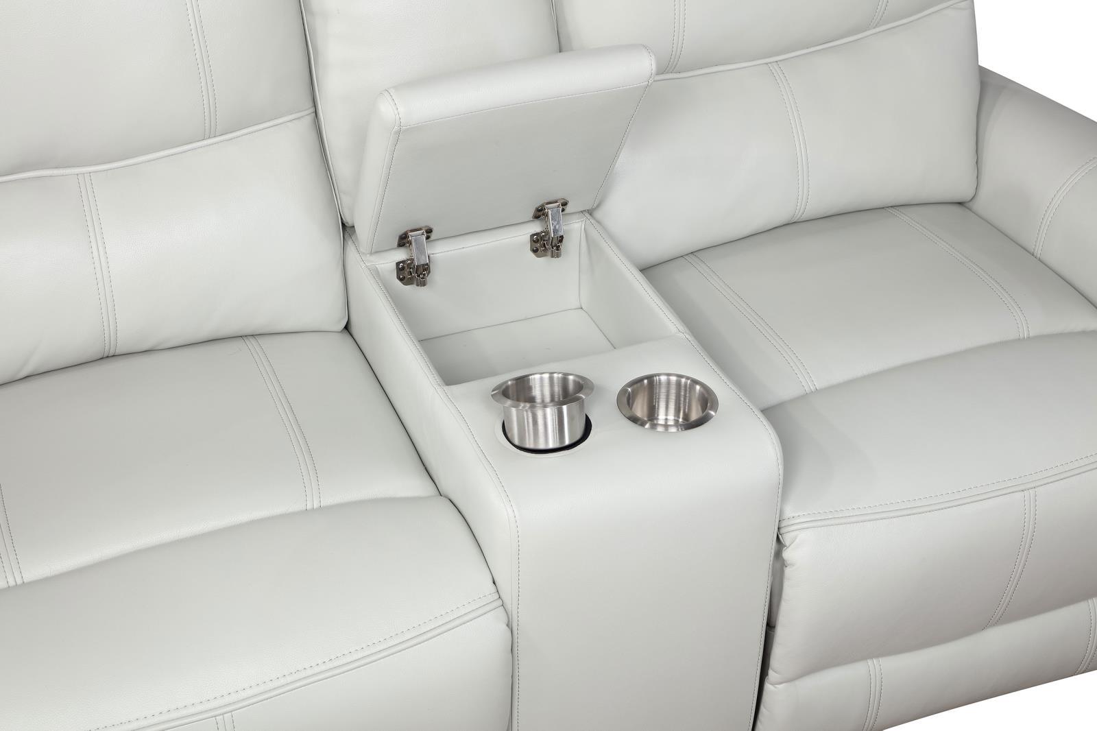 Greenfield power reclining loveseat console with remotes stored