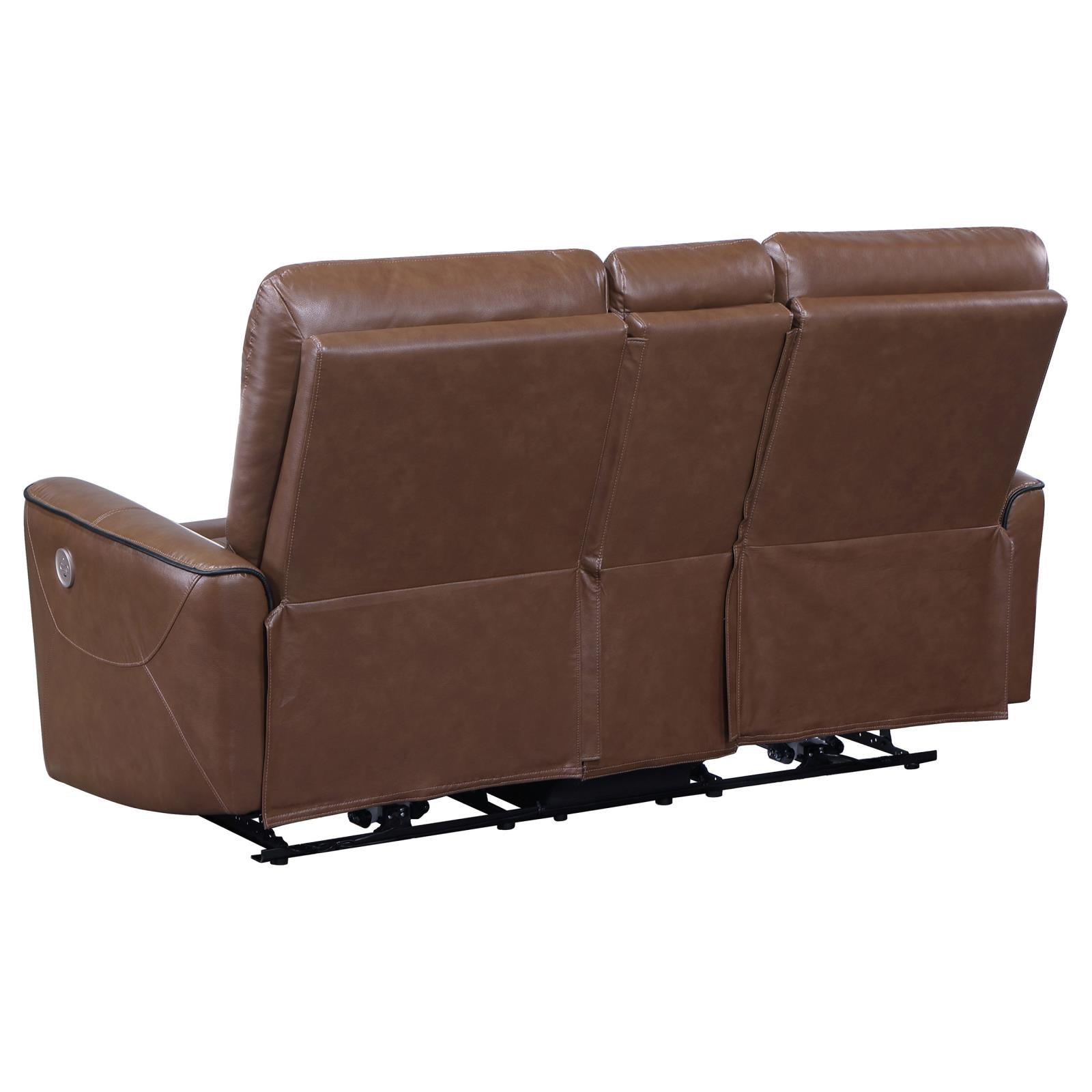Greenfield loveseat with console and power recline in reclined position