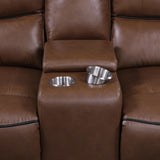 Greenfield loveseat console with flip-top storage open