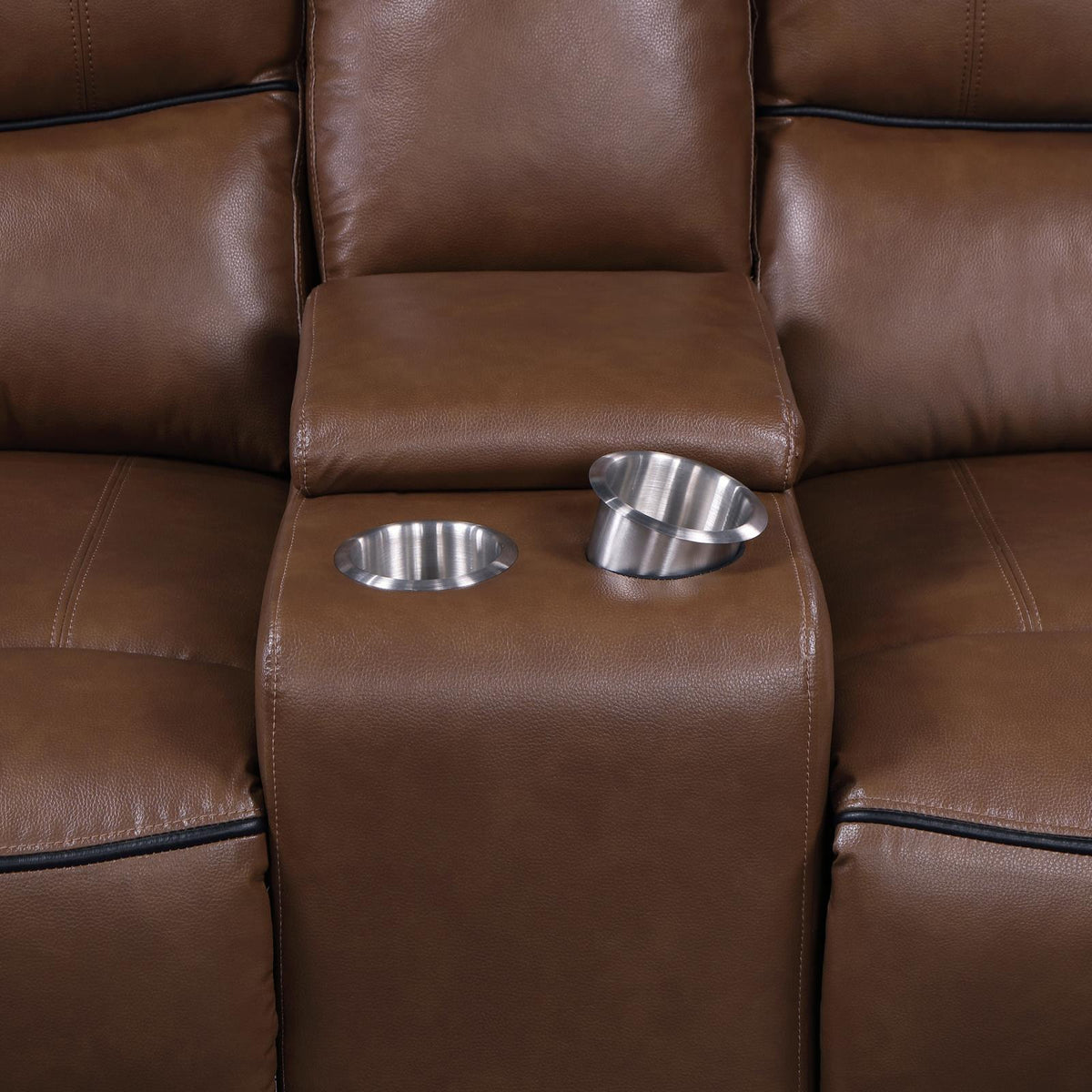Greenfield loveseat console with flip-top storage open
